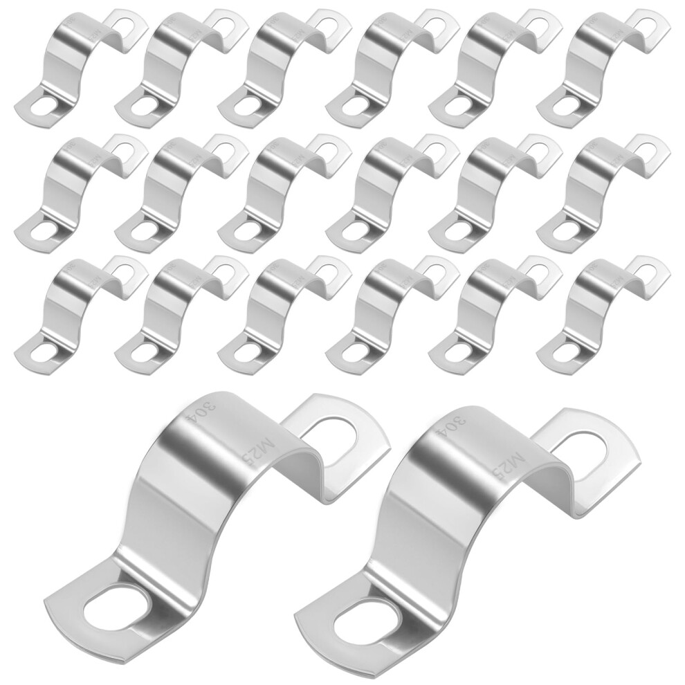 20Pcs 25Mm Stainless Steel U Shaped Pipe Clips With Dual Holes For Plumbing And Gas Pipes 9199774385251