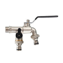 Frost Proof Cold Water Tap Wall Mounted Double Outlet Outdoor Garden Faucet 1/2Inch Chrome With Black Handle