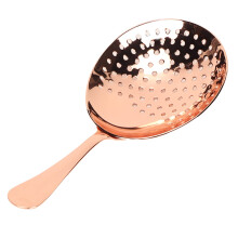 Stainless Steel Julep Strainer with Copper Plating, Ergonomic Handle Cocktail Strainer for Bartenders