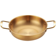 Stainless Steel Paella Pan with Double Handles, Flat Bottom for Stovetop Oven Cooking, Mirror Polished Pot 28cm Gold