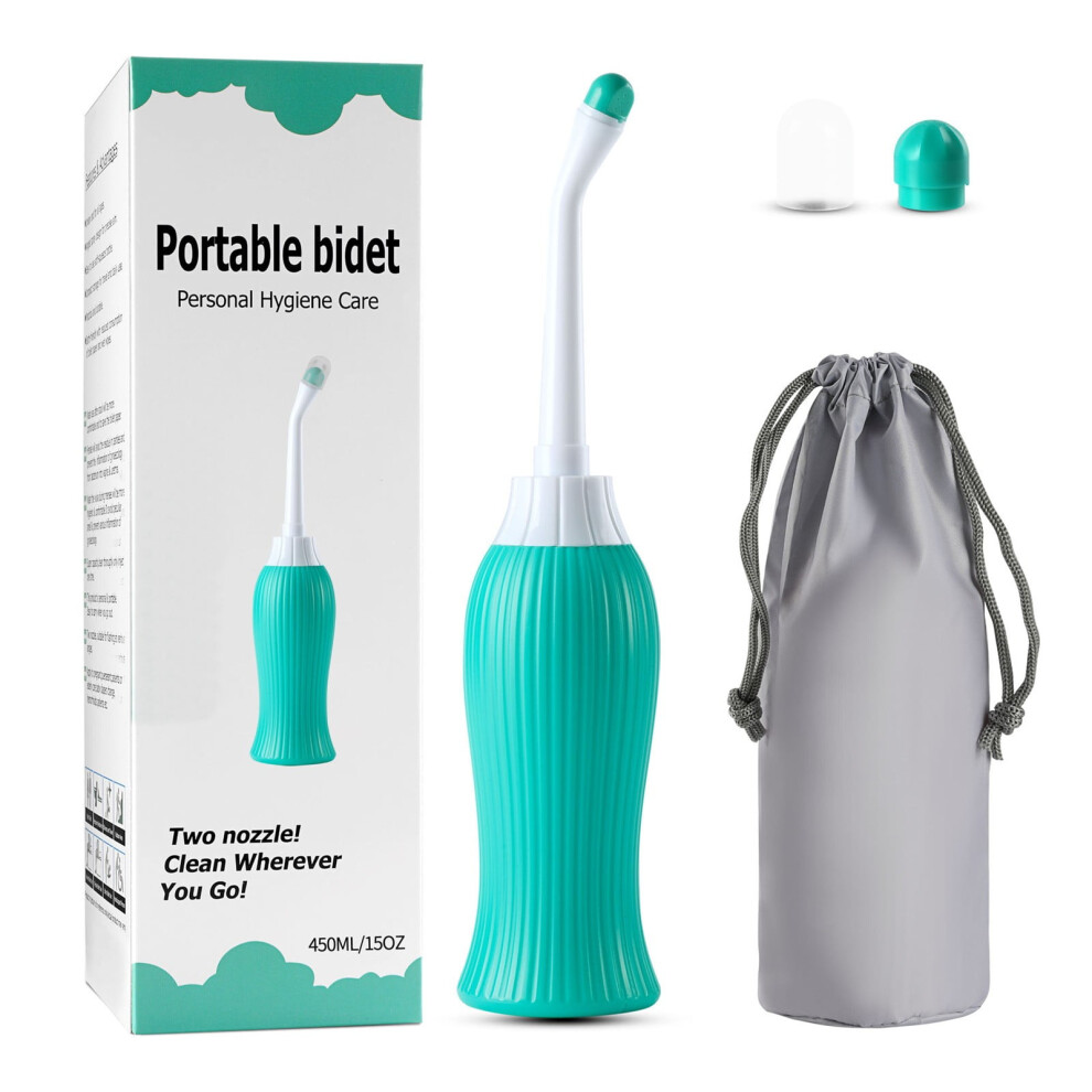 Angled Neck Design Handheld Bidet Spray for Feminine Cleansing, 450ml Portable Travel Bidet with Retractable Nozzle, BPA-Free Material for Postpartum