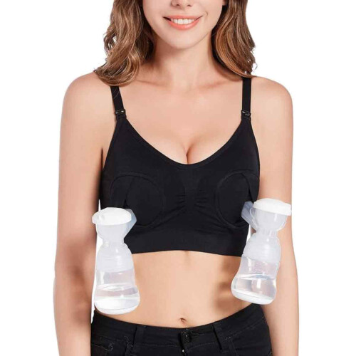 Comfortable Nursing Bra for Breastfeeding, One-Step Feeding Clasp Soft Elastic Fabric Maternity Bra, Adjustable Straps Universal Pump Compatibility 1