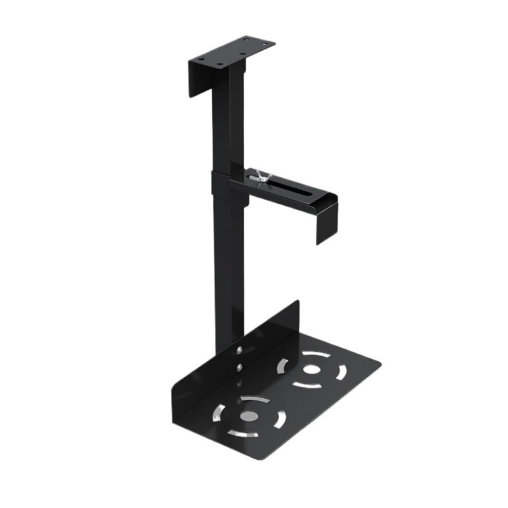 Under Desk Pc Mount Adjustable Height And Width Cpu Tower Stand Steel Holder 20Kg Capacity Black 9099447174543