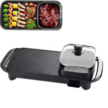 Hot Pot Grill 2 in 1 Electric BBQ Combo with Independent Temperature Control and Nonstick Surface