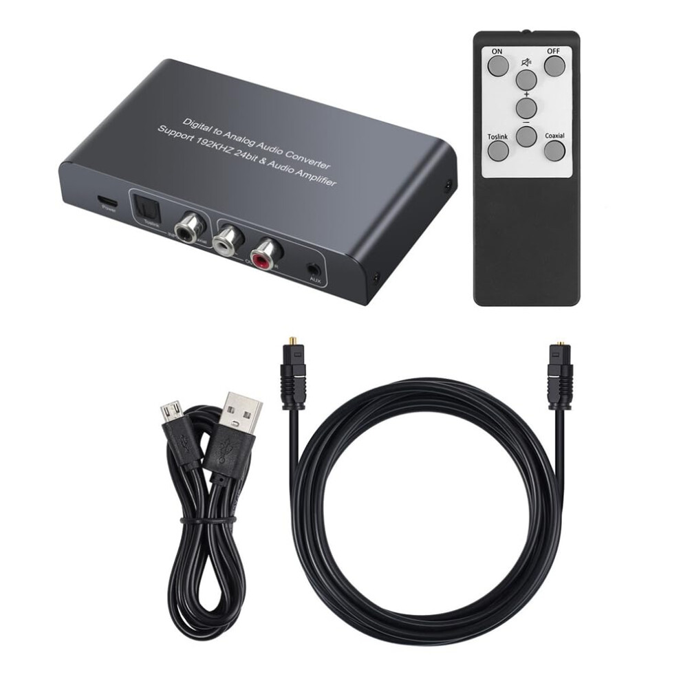Audio Converter Digital To Analog With Ir Remote Control, 192Khz 24Bit Dac, Coaxial Toslink To Rca 3.5Mm Adapter 9187378693346
