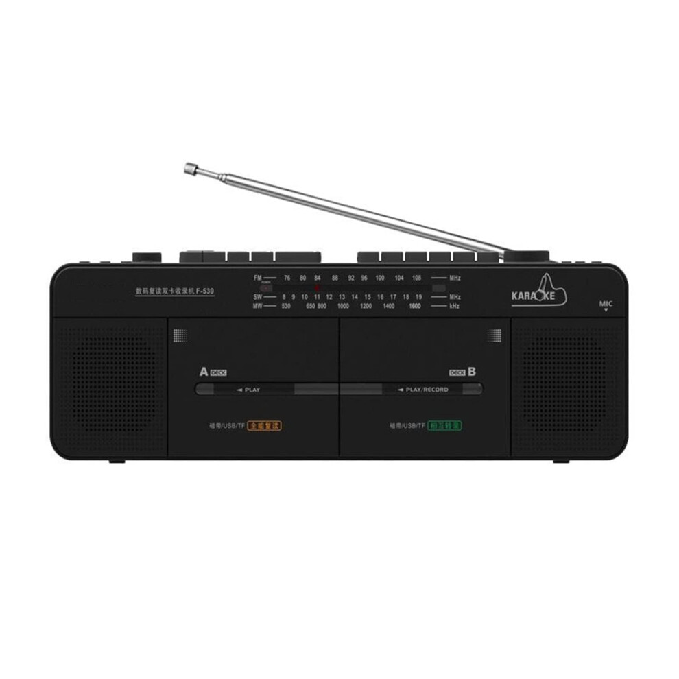 Double Cassette Deck Recorder With Fm Sw Mw Radio, Mp3 Usb Playback, Tf Card, Onetouch Recording Vintage Audio Player 9094768648568