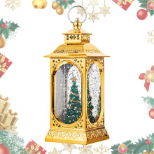 Christmas Snow House Night Light Vintage LED Lantern Snow Crystal Ball Snow Globe For Garden Gate Bar Patio Gold