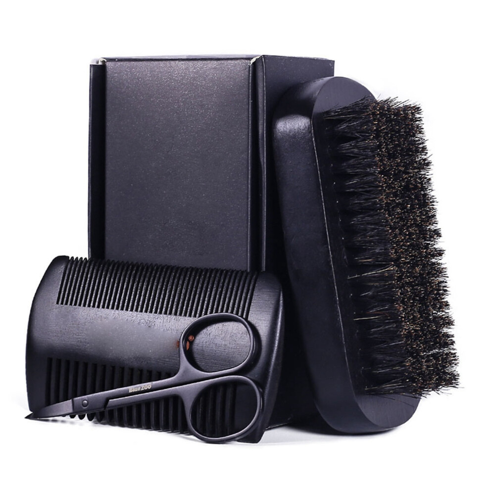 Premium Beard Brush And Comb Set With Stainless Steel Scissors Exceptional Craftsmanship For Enhanced Accessibility In Tight Areas For Nightclubs