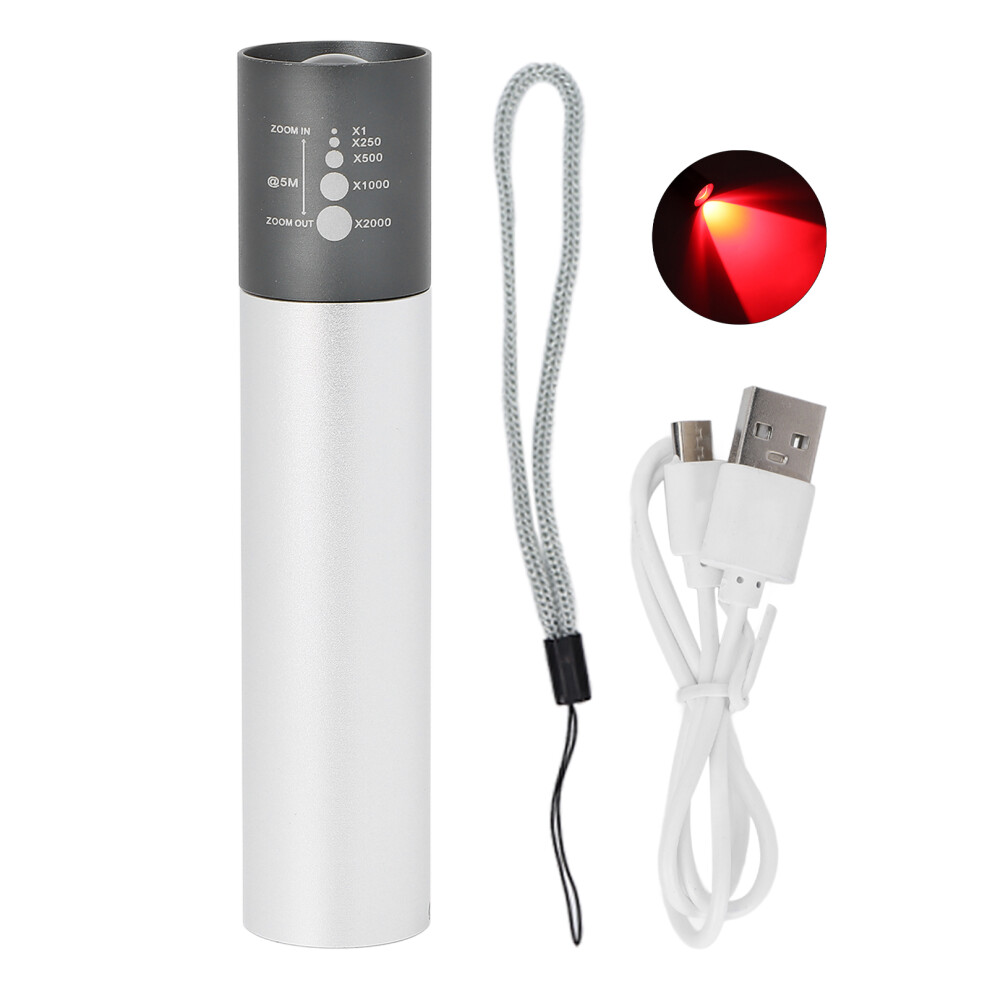 Red Portable Led Flashlight With Usb Rechargeable, Enhanced Irradiance For Shortened Treatment Time, Compact Design For On-The-Go Pain Relief