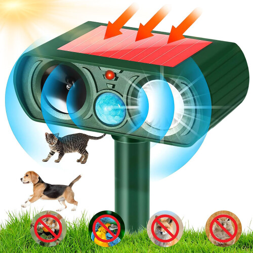 Efficient And Practical Solar Animal Repeller, Humanized Design with Ultrasonic Cat Deterrent Outdoor and Motion Sensor Function, Eco-Conscious Pest