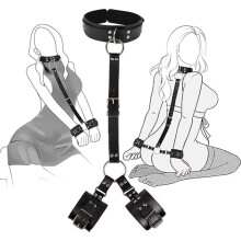 Adult Bed Restraint Kit with Adjustable Collar and Handcuffs, Rope and Accessories