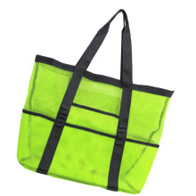 Beach Bag Grids Shoulder Bag for Sand Toys, Large Capacity Handbag for Vacations, Picnics, Fitness, and Swimming