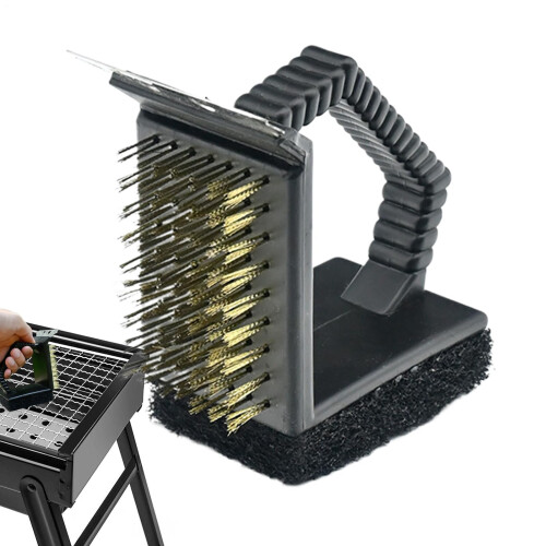 BBQ Grill Brush with Copper Wire Bristles, Right Angle Scraper for Deep Corner Cleaning and BBQ