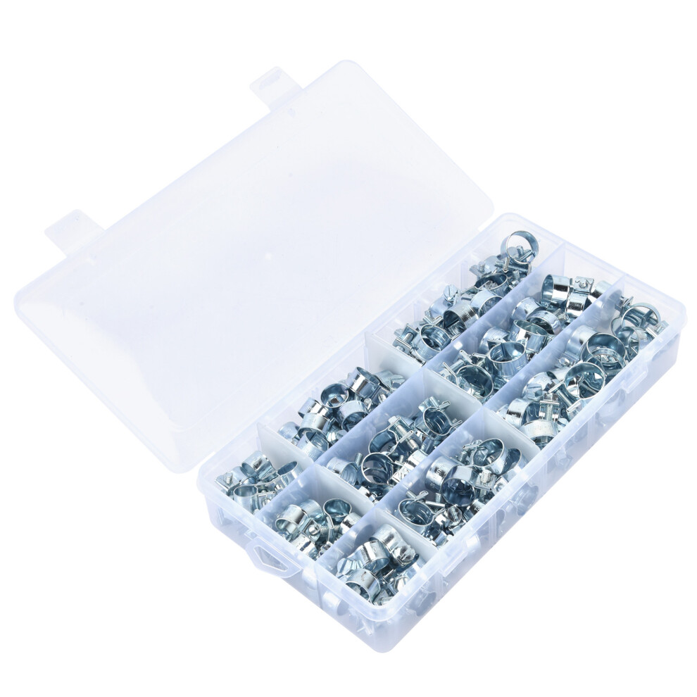 135Pcs Carbon Steel Mini Hose Clamp Kit 8Â18Mm, Assortment 7891378012886