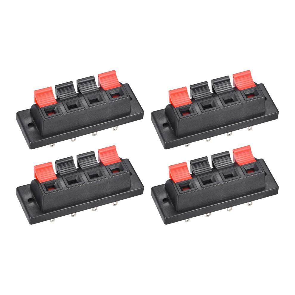 4 Pcs 4 Position Speaker Terminal Connector With Spring Push Release, Red Black, 60Mm Durable Block 9199774390705