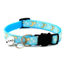 Pet Cat Collars Moon Star Pendant Adjustable Collar For Kitten And Puppy Fruits Pattern Light Blue