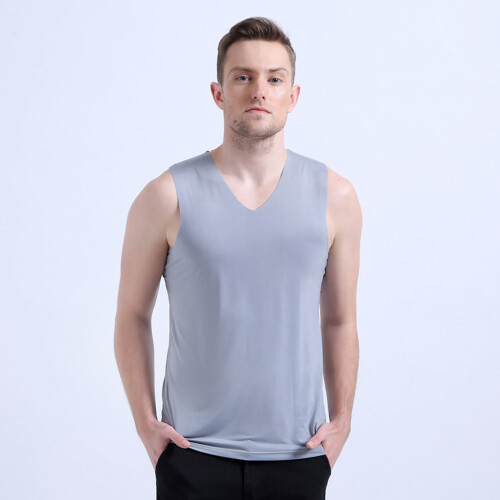 Αμάνικο φανελάκι για άνδρες, Ice Silk Muscle Fit V Neck χωρίς ραφές, ελαφρύ και αναπνεύσιμο 1