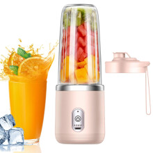 USB Rechargeable Portable Blender 14oz Travel Smoothie Maker with 6 Blades, Mini Juicer Pink