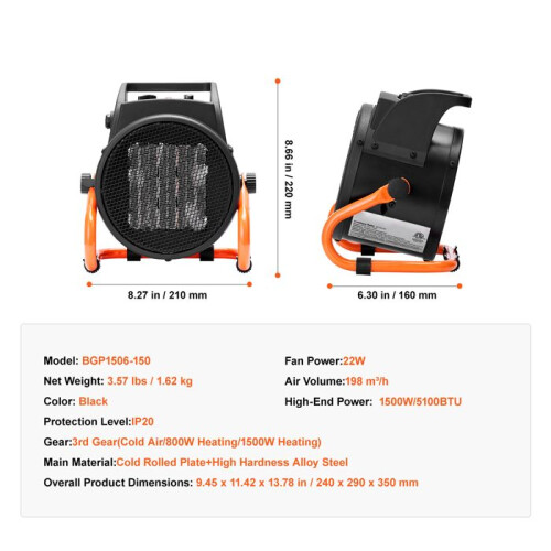 Chauffage de Serre - DUOKU - BG-E2A - 2000 W - Protection Surchauffe - 3 Vitesses 1