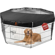 Dog Playpen Mesh Cover For 24Inch 8Panel Octagon Metal Pen, Black, Cover Only, Adhesive Tape Connections