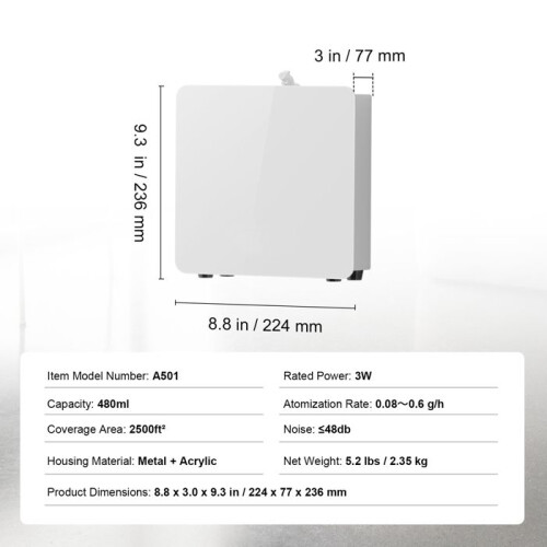 Kaltluftdiffusor - DUOKU - A501 - 480 ml - Ohne Wasser - Bis zu 2.500 ft² (232 m²) 1