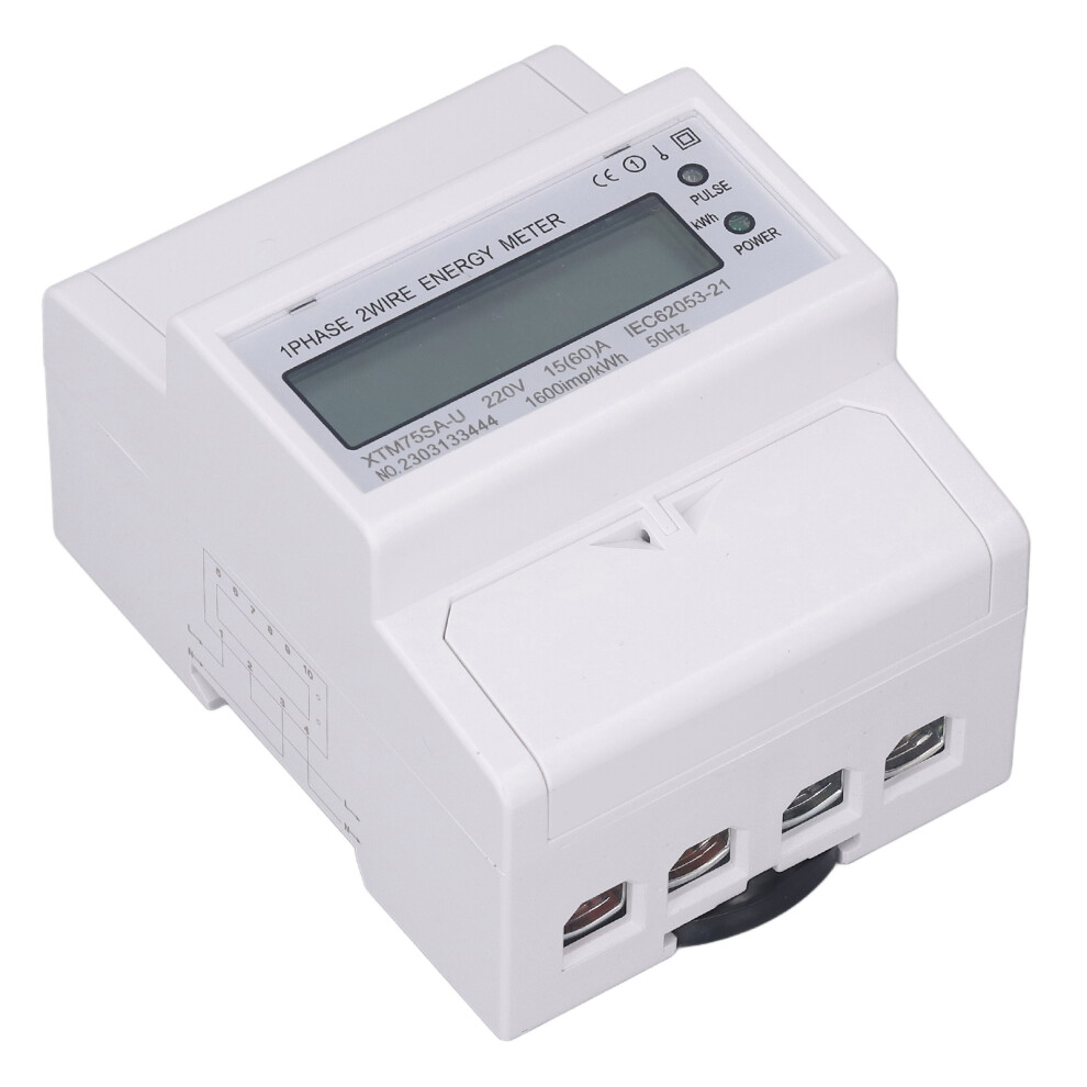 Single Phase Din Rail Energy Meter 220V 15(60)A Lcd 35Mm 8741378019189
