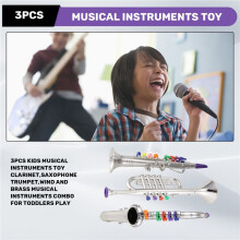 3Pcs Kids Musical Instruments Toy Clarinet,Saxophone Trumpet,Wind and Brass Musical Instruments Combo for Toddlers