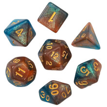 +Gold Set of 7 Two-Color Multi-Faceted Digital Dice Running Group Game Colorful Dice DND