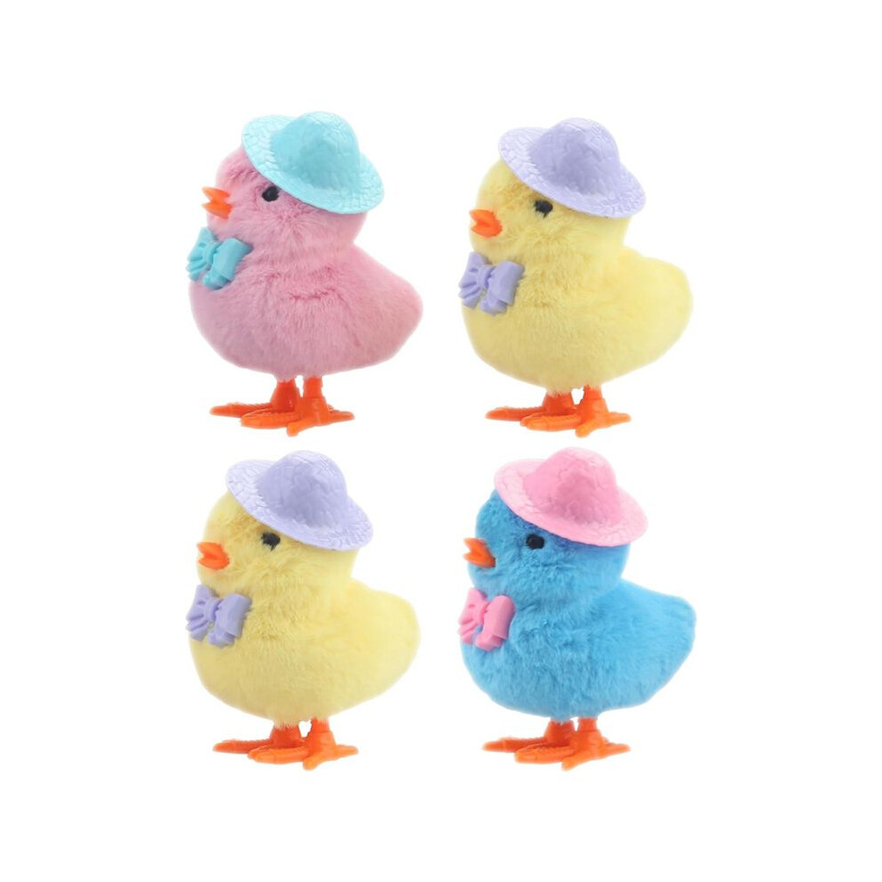 4Pack Easter Jumping Wind Plush Toys For Toddlers Kids,Hopping For Easter Chicken In Hat 6032120476179