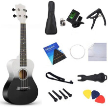 23-Inch Two-Tone Wooden Guitar Four-String Ukulele Guitar for Beginners Two-Color Gradient Wooden Guitar A