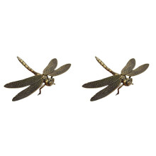 2X  Messing Dragonfly Casting Dierenbeeldje Retro Stijl Metalen Sculptuur Thuis Desktop Ambachtelijke Decoratie