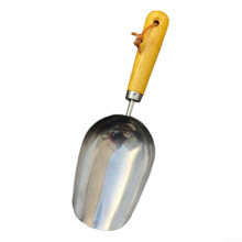 Garden Scoop with Ergonomic Ash Wood Handle and RustResistant Stainless Steel for Soil and Compost