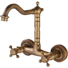 European Style Minimalist Copper WallMounted Faucet Rotatable HotCold Water Mixer Tap For Kitchen & Bath Color D