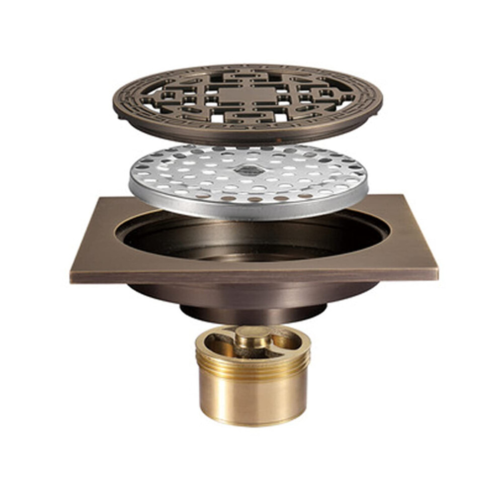 4 Inches Shower Drain Square Brass Floor Drain Antique Bronze Finish With Removable Cover Bathroom Shower Waste Drain 9199774393386