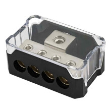 Car Amplifier Audio Splitter for Vehicle Sound Systems, Power Distribution Block with 100% Solid Brass Construction, Nickle Plated Internal Materials