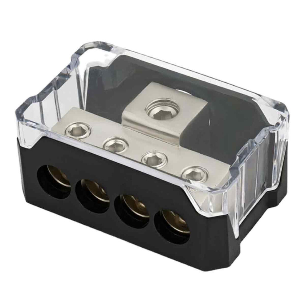 Power Distribution Block For Car Audio Systems, 4 Way Power Distribution With High Performance Copper Core, Screw-Down Wire Clamps And Deep Wire 9448196809105