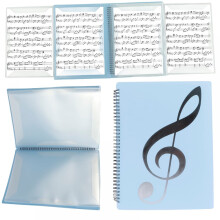 Sheet Music Folder with Spiral Binder, 180 Lay Flat Design for A4 Size Pages, 4-Page Continuous Display Writable Cover, Waterproof PP Material
