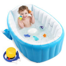 Inflatable Bathtub For Kids, Foldable Baby Bathtub with Antiskid Design, Portable Bathtub Featuring Textured Bottom and Convenient Drain Plug, Blow