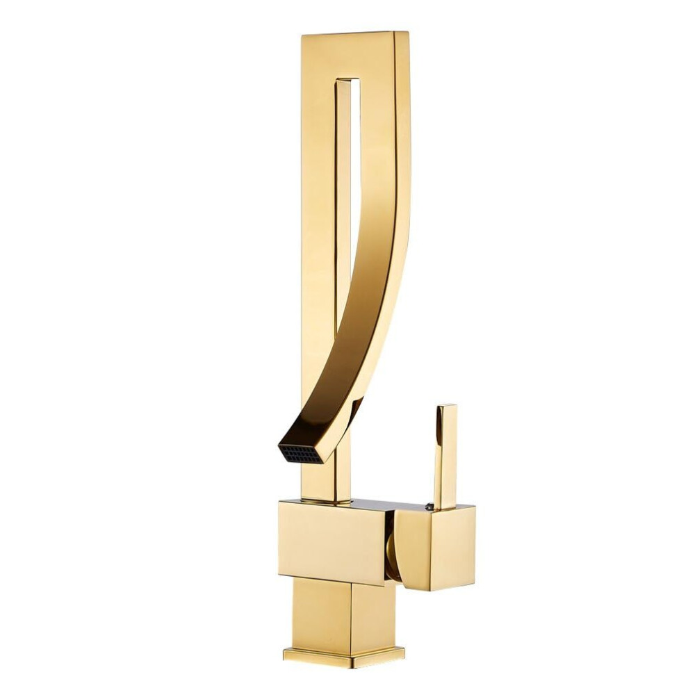 Brass Basin Faucet Deck Mounted Modern Bathroom Mixers, Creative Design, Finish Options: Black, Gold, Chrome 9199774394048