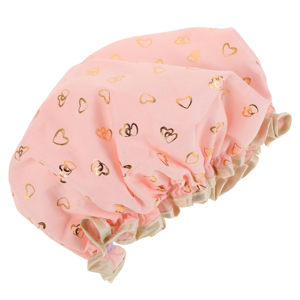 Thick Bonnet for Women Pink Shower Cap for Hair Double Layer Hair Cover-image-OPC-PQ6TC5K-NEW