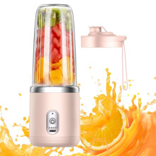 Portable Blender Rechargeable Mini Juicer Pink 6Leaf Blades Small Juice Cup Home MultiFunction