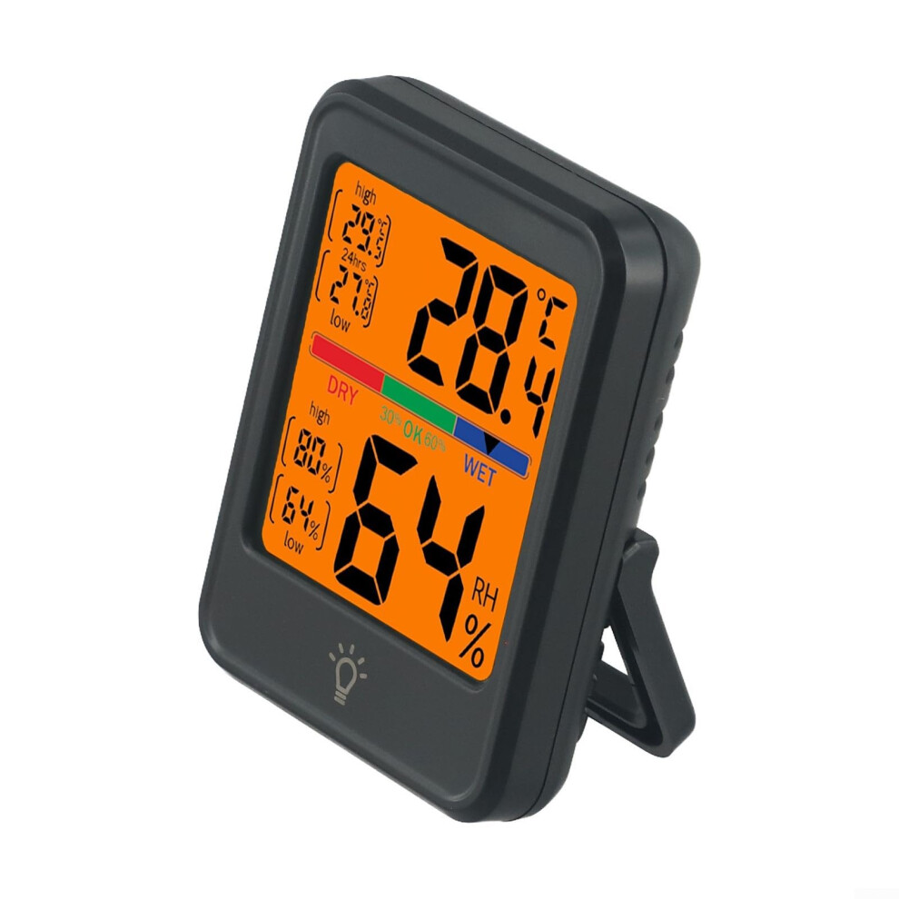 Magnetic Large Screen Temperature And Humidity Meter, For Indoor Use With Clear Readability (Mc41s Black) 9347817201888