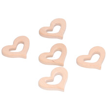Wooden Baby Teether Set of 5 Heart Shape Polished Necklaces for Craft & Play