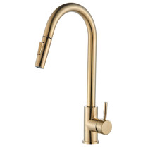 Kitchen Tap Black Brass Faucet TwoFunction Sink Mixer 360Degree Rotation PullOut Tap Brushed Gold Finish