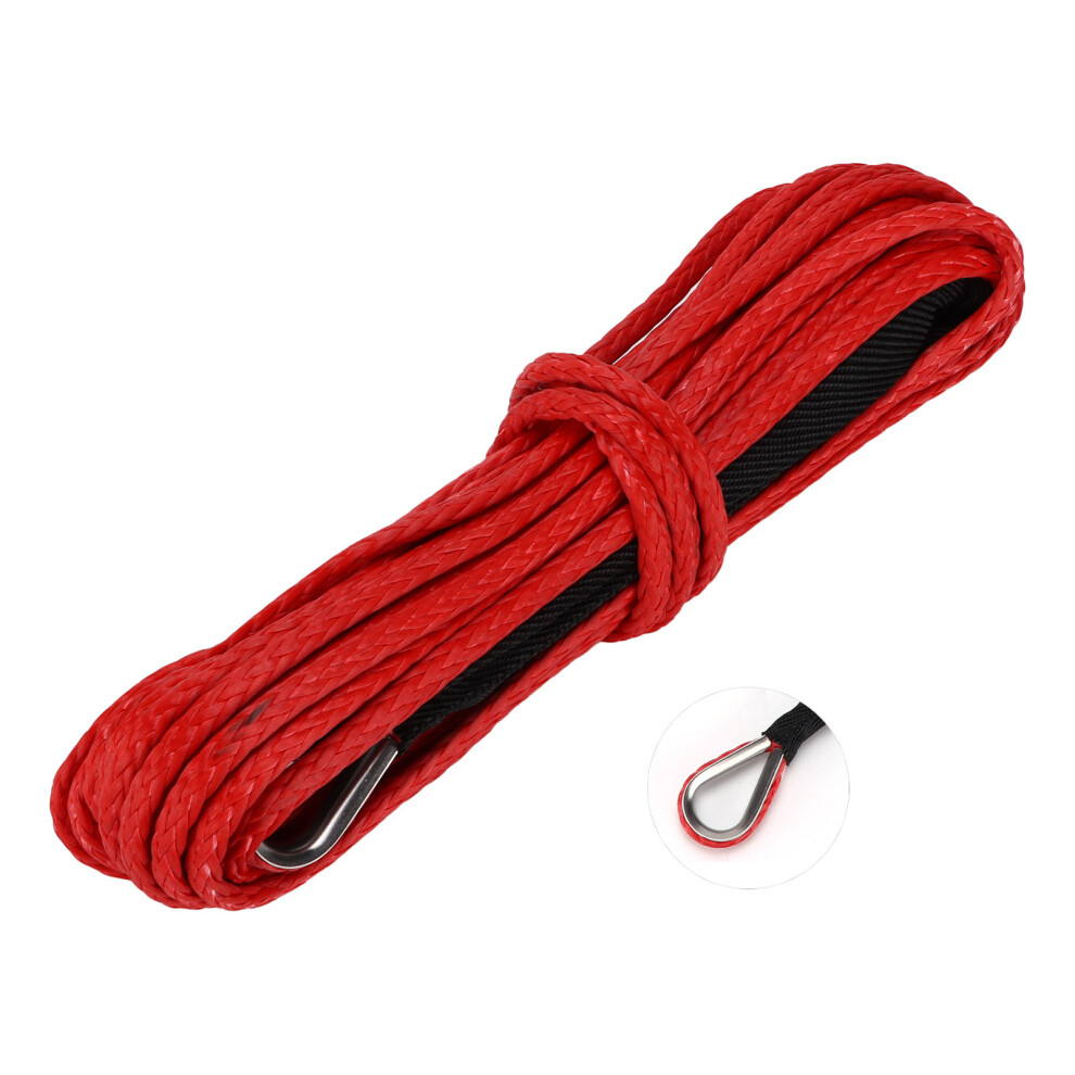 15M Synthetic Winch Rope 7700Lbs Nylon Cable Replacement For Suv Truck Atv Red 8481378030868