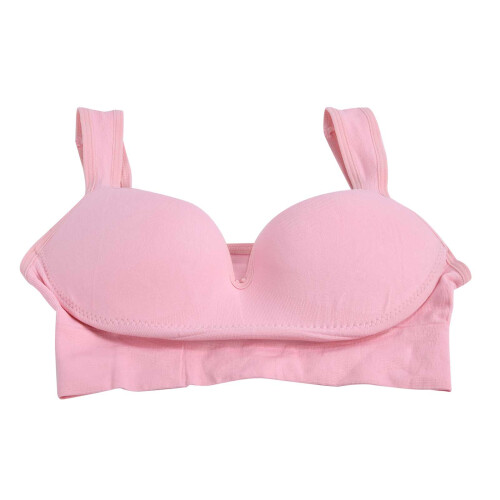 Women's Pink Full Coverage Wireless Nursing Bra L, Comfy Support