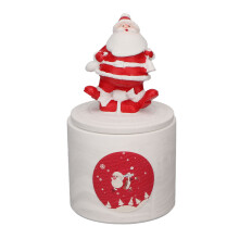 Scented Soy Candle In Ceramic Jar, Dishwasher Safe Holiday Aroma Candle With Lid, Unique Christmas Design Air Purifying Candle For Stress Relief