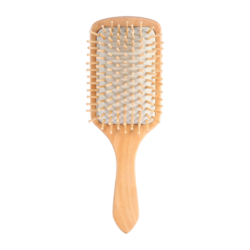 Paddle Hairbrush with Bamboo Bristles, Natural Wooden Detangler for All Hair Types, Anti-Static Massage Scalp Care with Healthy Cushion For Daily Use