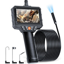 Endoscope Camera with Light for Pipe Inspection, IP67 Waterproof Industrial Borescope Camera with 4.3 Inch Color Display, HD Digital Handheld