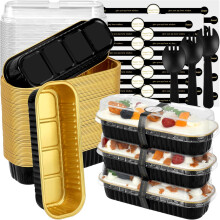 Aluminum Foil Mini Loaf Pans with Lids, Mini Baking Pans with Lids Rectangular Baking Containers for Individual Portions, Disposable Baking Tins Oven